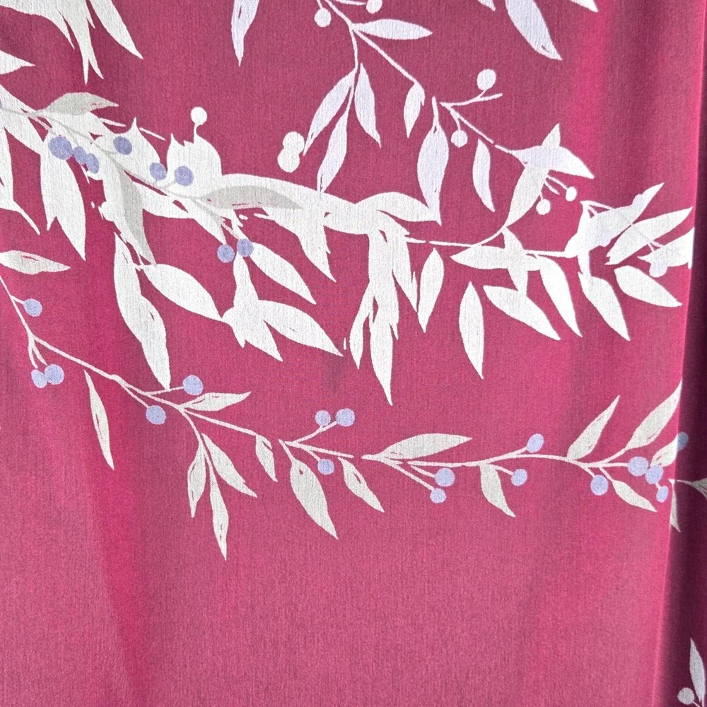 Ann Taylor Burgundy Floral Print Maxi Skirt Size 14 Zipper Lined Side Slit Flowy